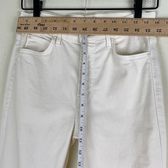 Mother The Rascal Sliced Up Heel Jeans Size 28 Antique White Cream Straight 35in - Picture 13 of 14